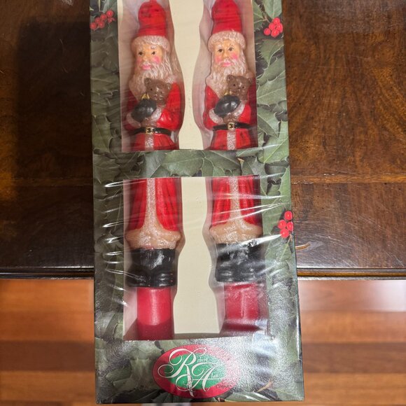 Vintage Robert Alan Candle Company--Santa Sculptured 10 inch Tapers - Picture 1 of 2